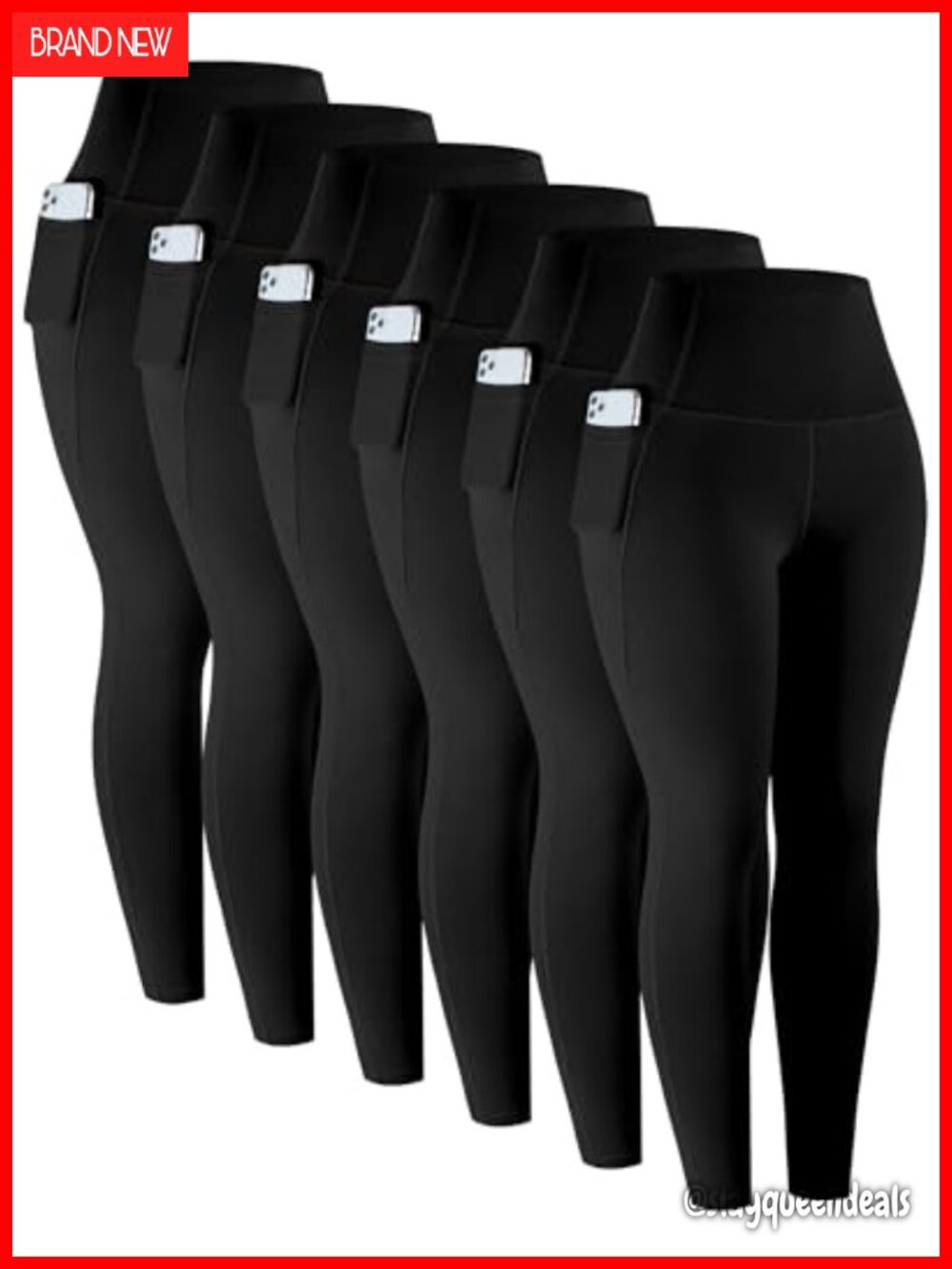 High Waisted Tummy Control Leggings with Pockets 6 Pack